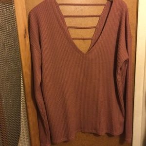 NWT Express salmon colored long sleeved top with four strap open back size L